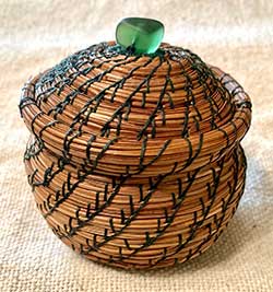 Green Beaded Lid Basket